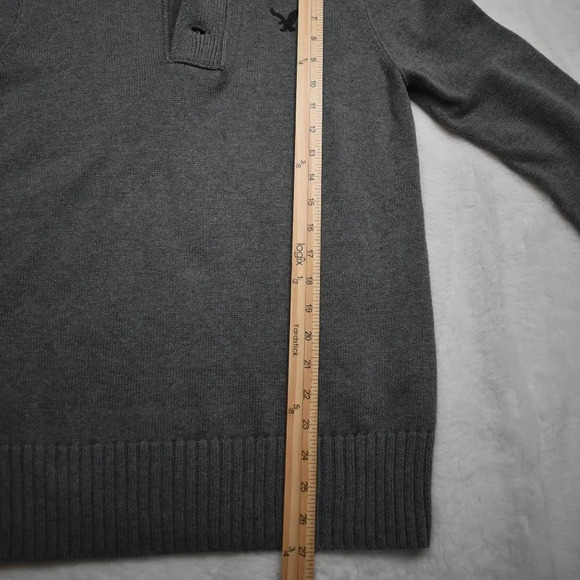 American Eagle Mens Sz S Classic Fit Quarter Zip Button Pullover Sweater Cotton - Picture 13 of 16